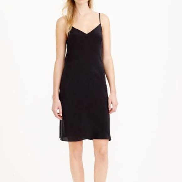 black silk slip dress long